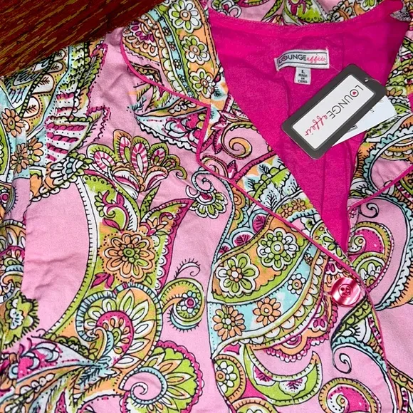 NWT💝LOUNGE AFFAIR Paisley &amp; Floral Pajama PJ SET Long Sleeved TOP &amp; Long PANTS🌸