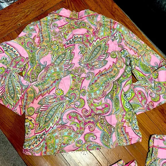 NWT💝LOUNGE AFFAIR Paisley &amp; Floral Pajama PJ SET Long Sleeved TOP &amp; Long PANTS🌸