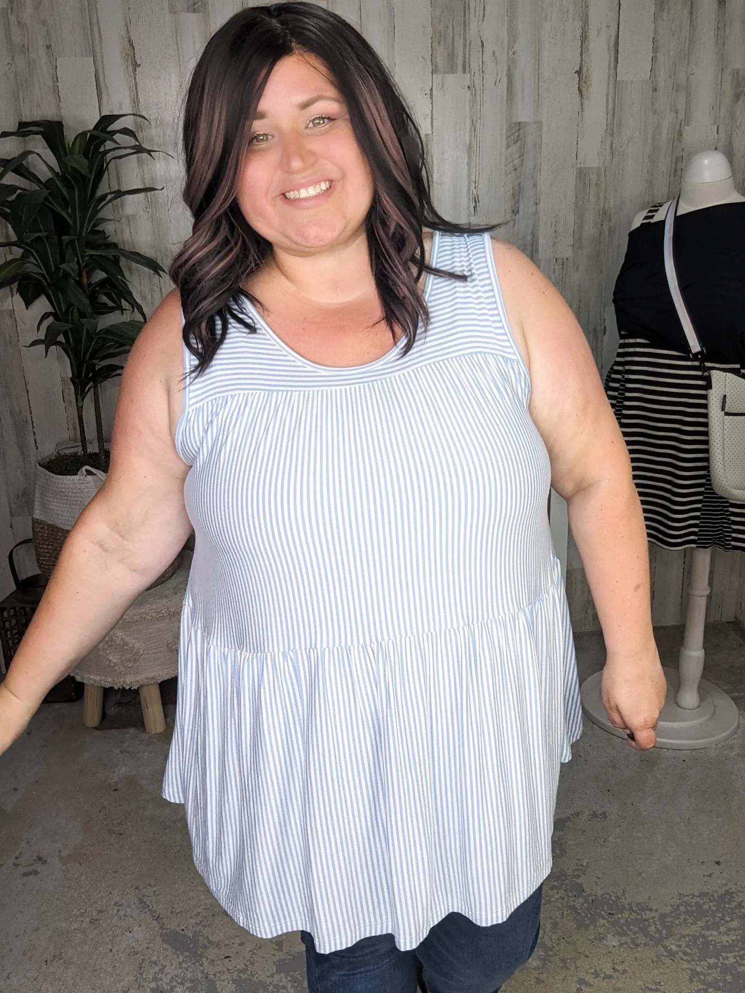 Obvious Obsession Seersucker-Vibes Flowy Tank