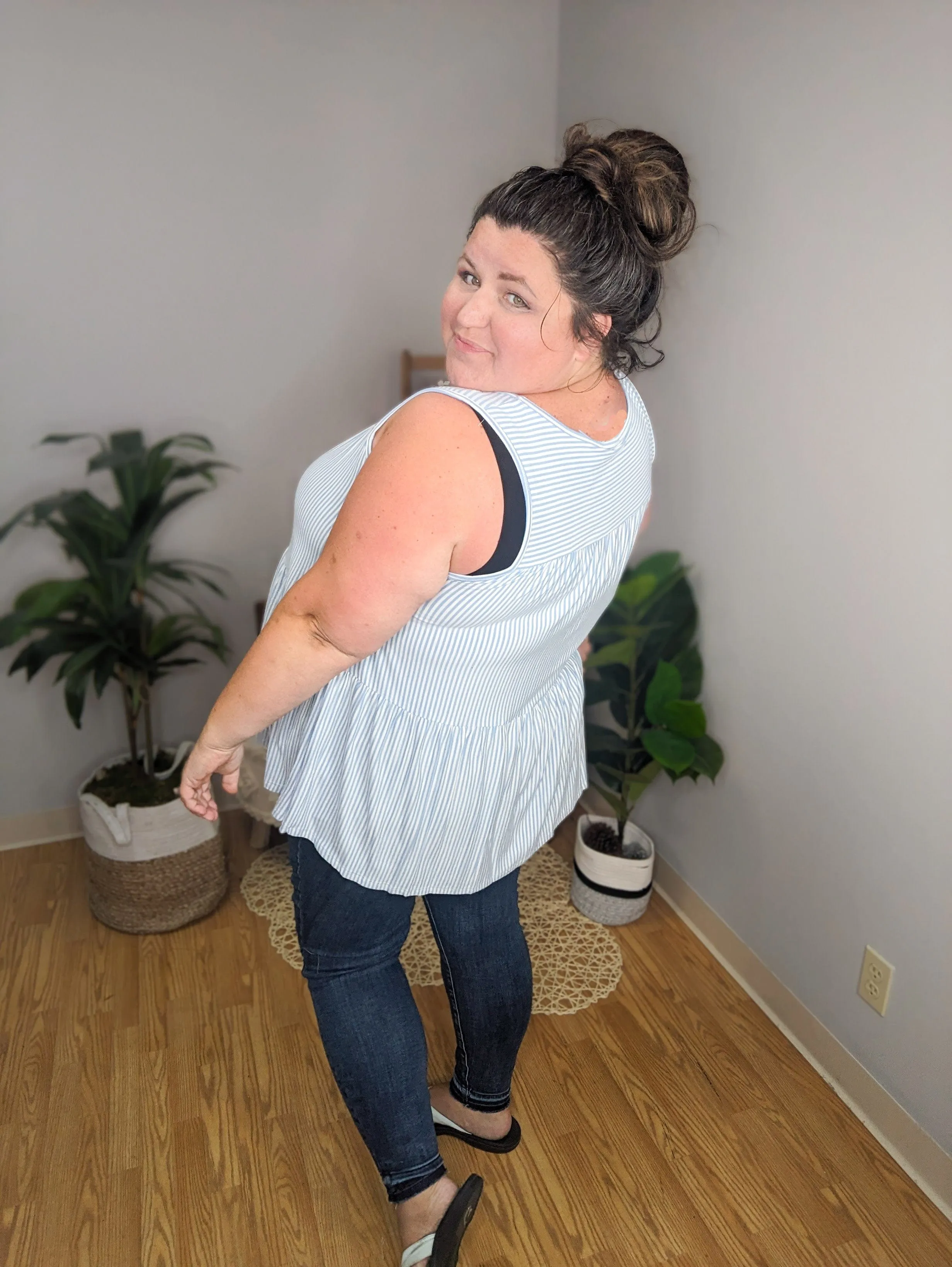 Obvious Obsession Seersucker-Vibes Flowy Tank