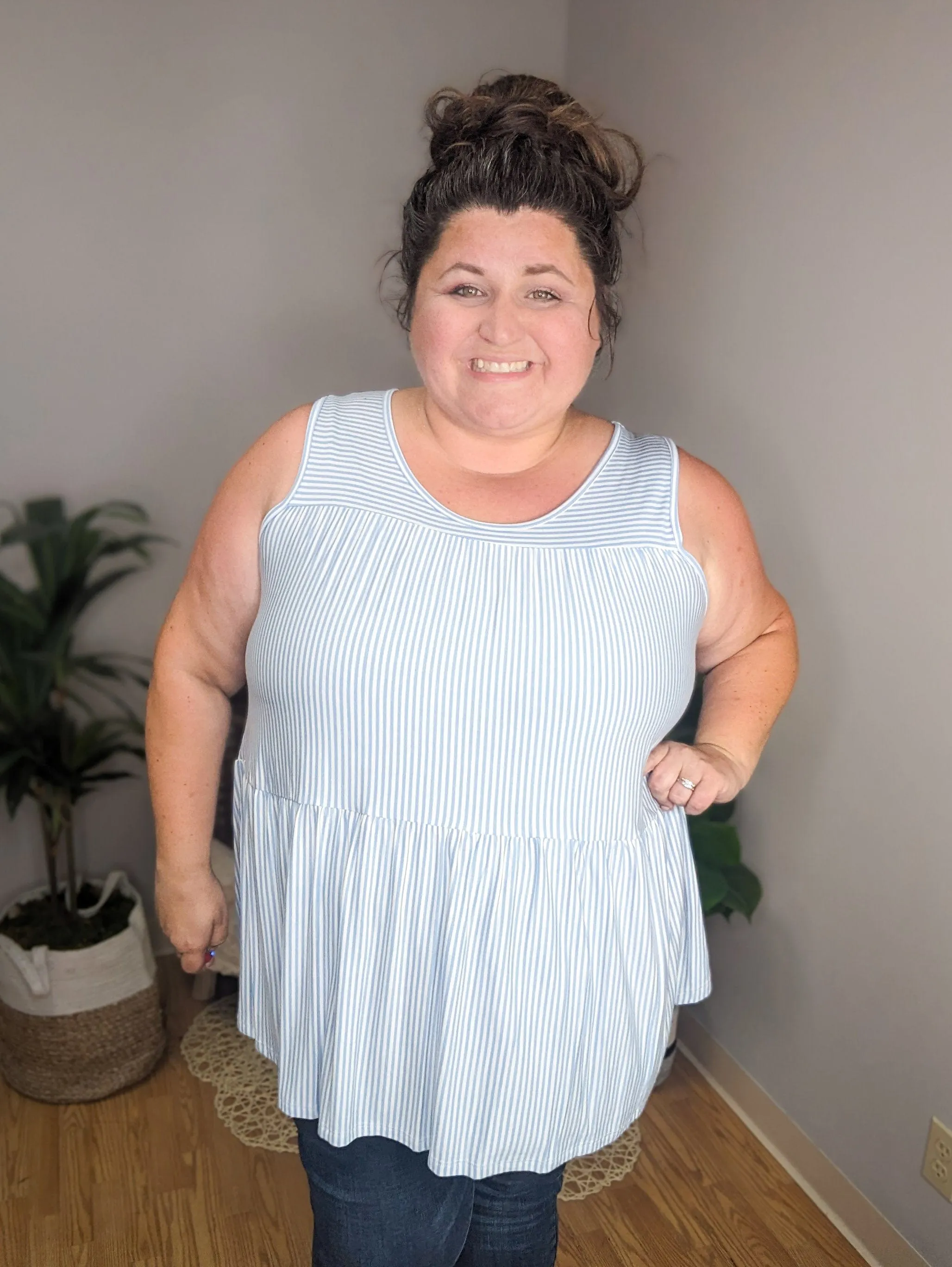 Obvious Obsession Seersucker-Vibes Flowy Tank
