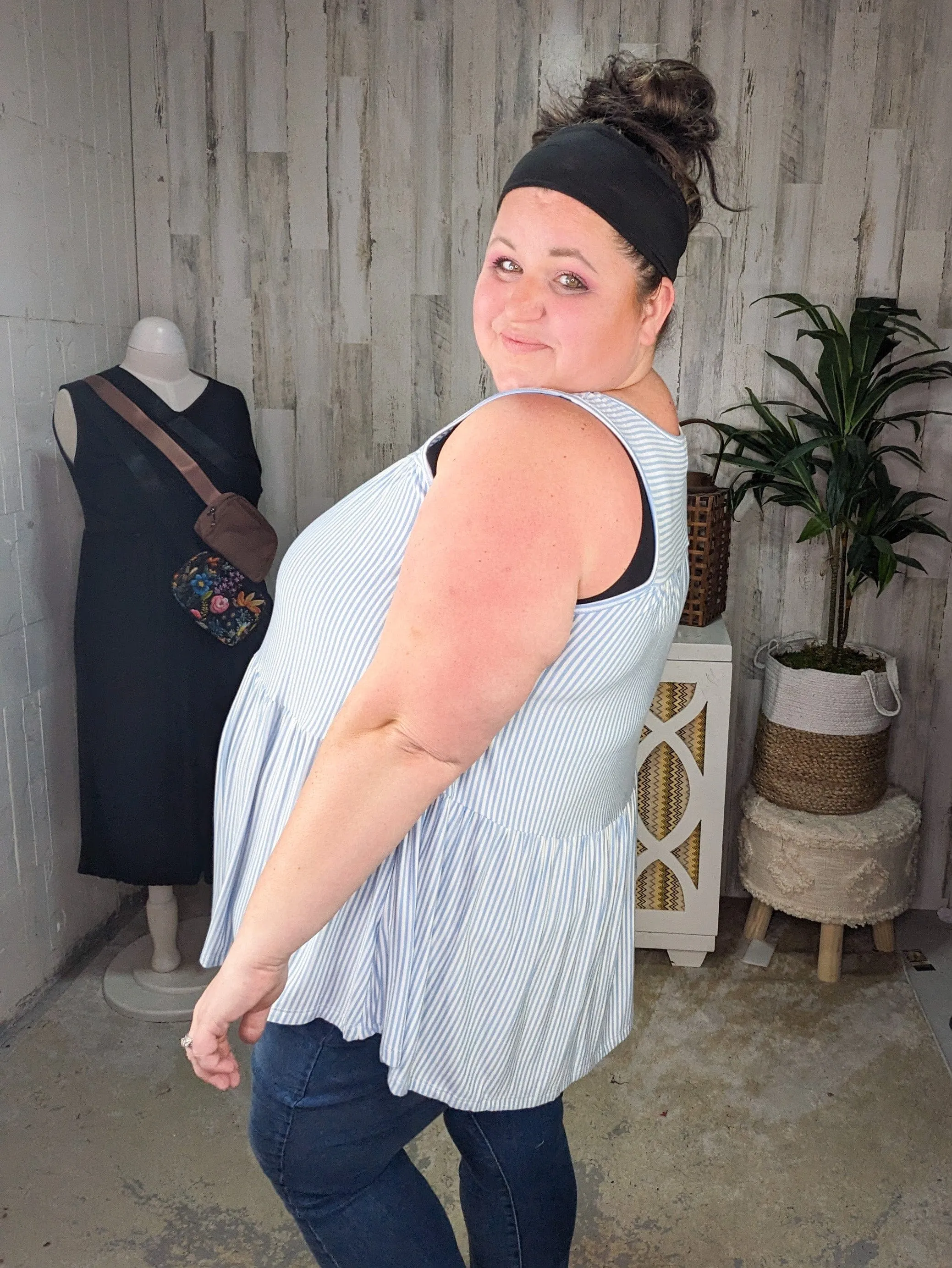 Obvious Obsession Seersucker-Vibes Flowy Tank