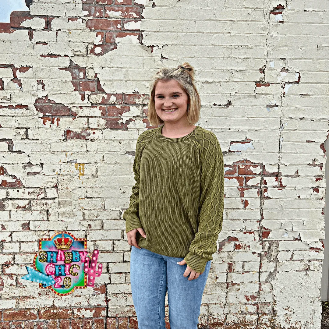 Olive Mineral Wached Sweater