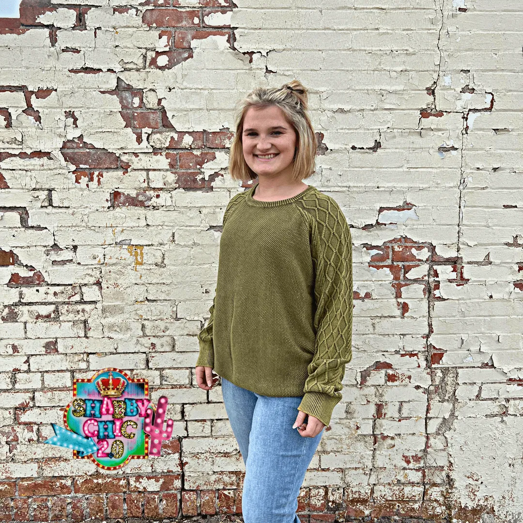 Olive Mineral Wached Sweater