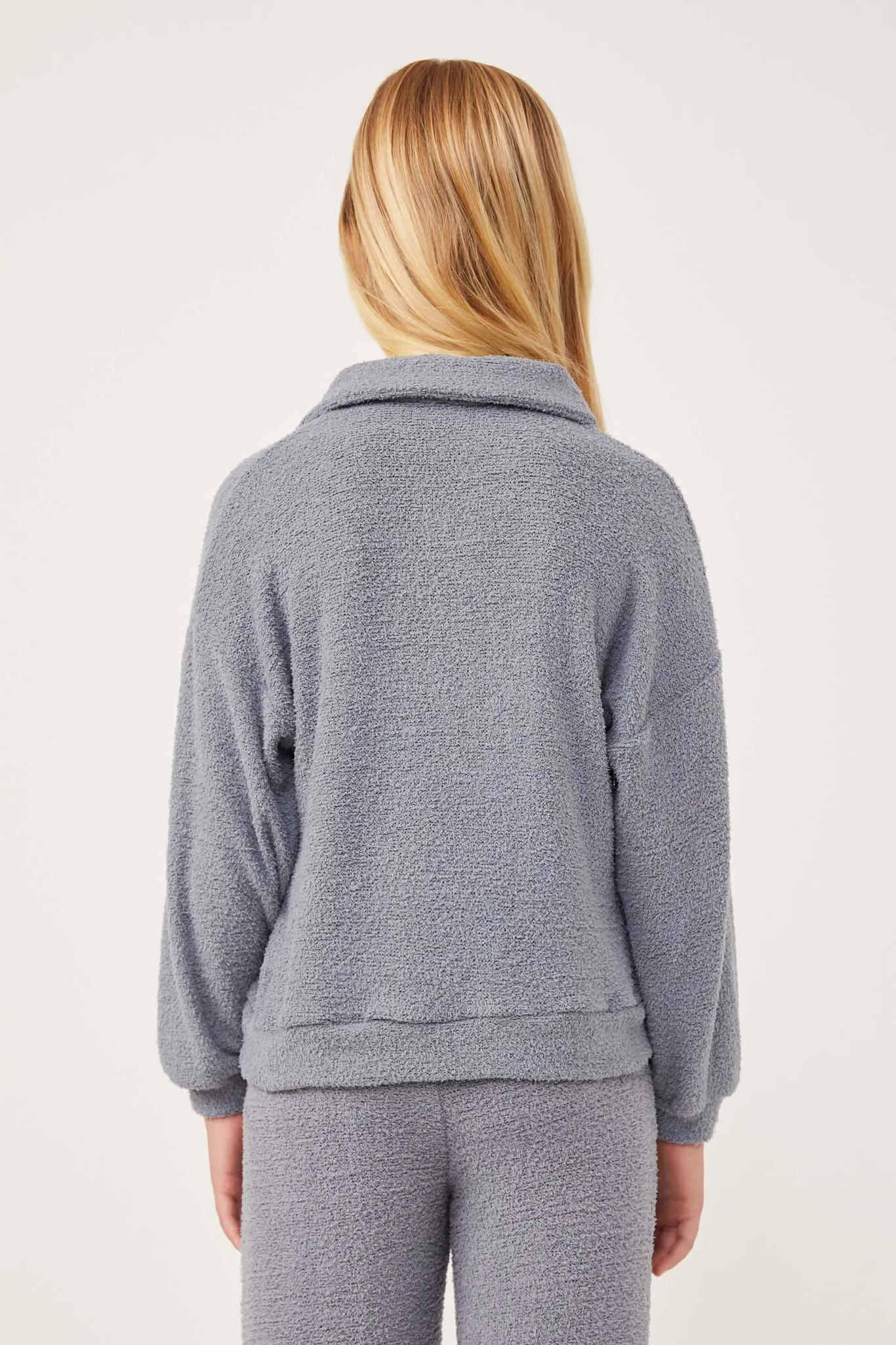 Open Collar Long Sleeve Fleece Top