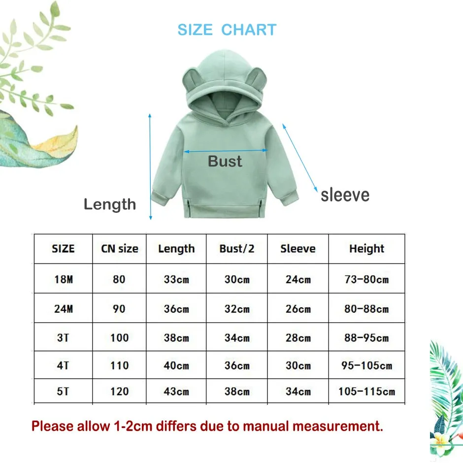 Orangemom Fleece Hooded Sweatshirt for Baby Boys and Girls - Black