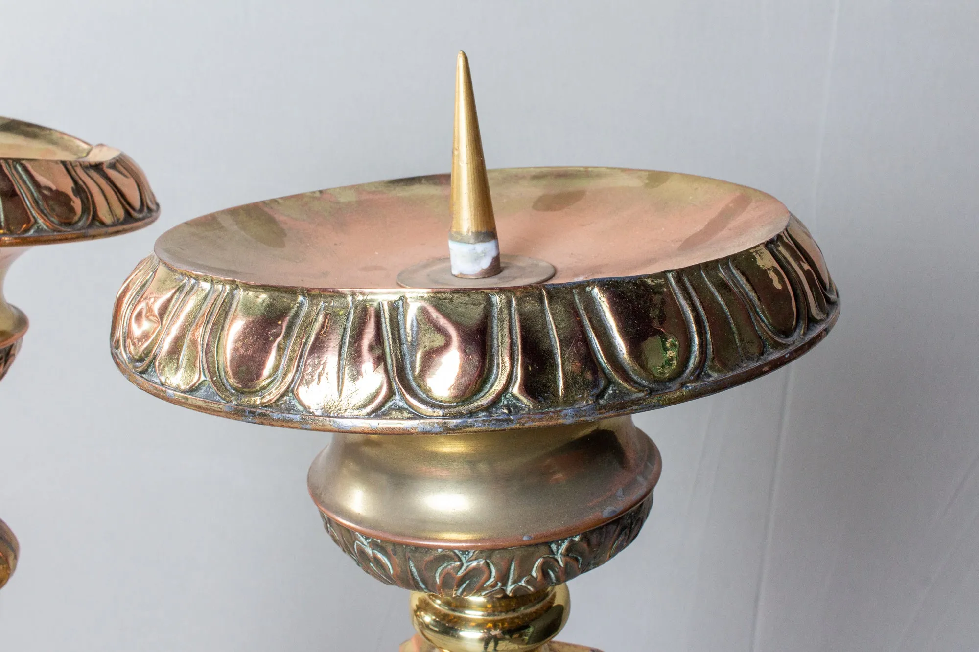 Oversized 19th Century Italian Brass Candlesticks