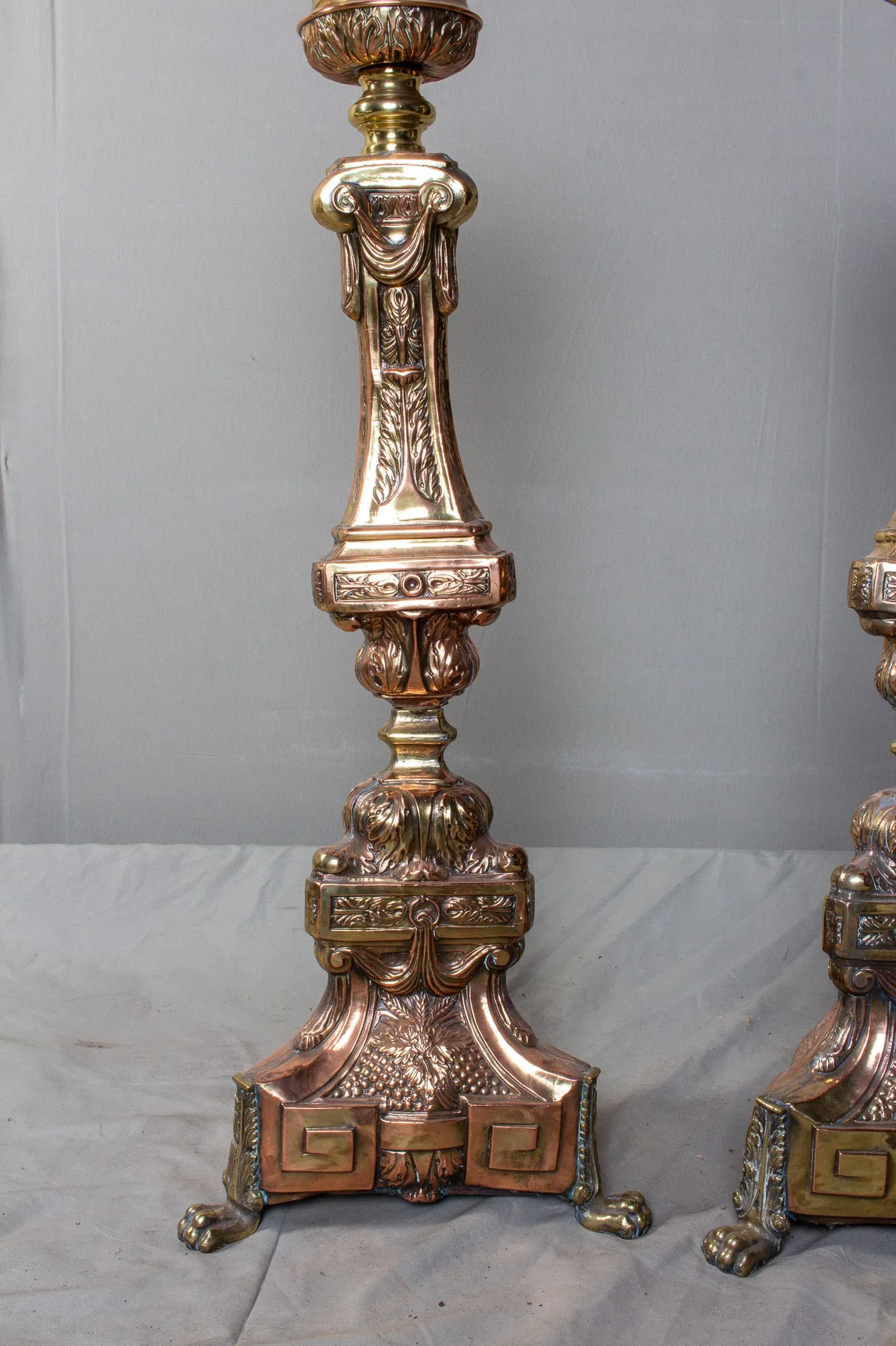 Oversized 19th Century Italian Brass Candlesticks