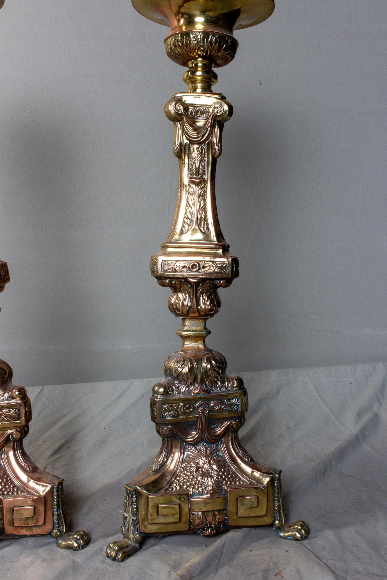 Oversized 19th Century Italian Brass Candlesticks