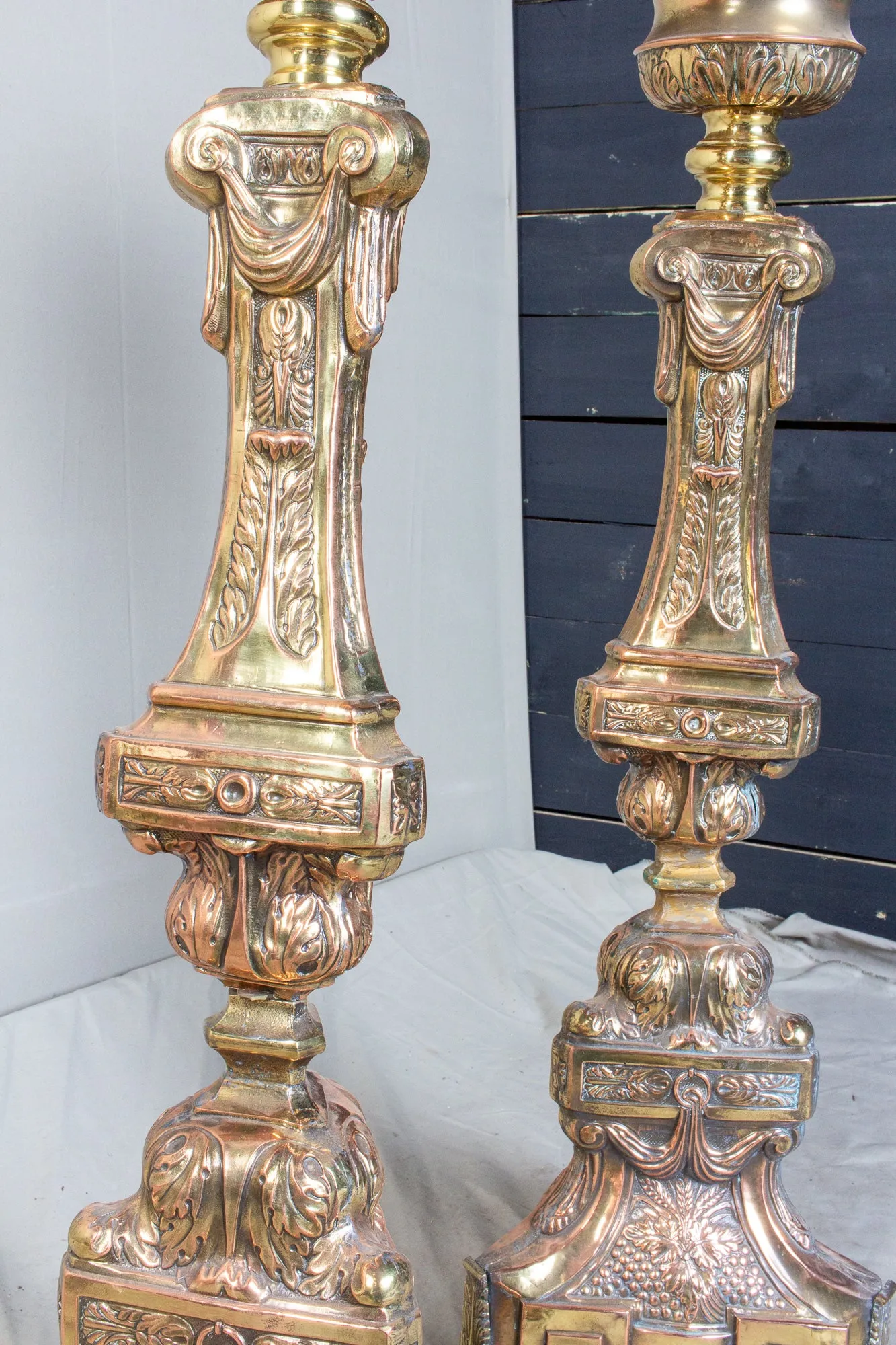Oversized 19th Century Italian Brass Candlesticks