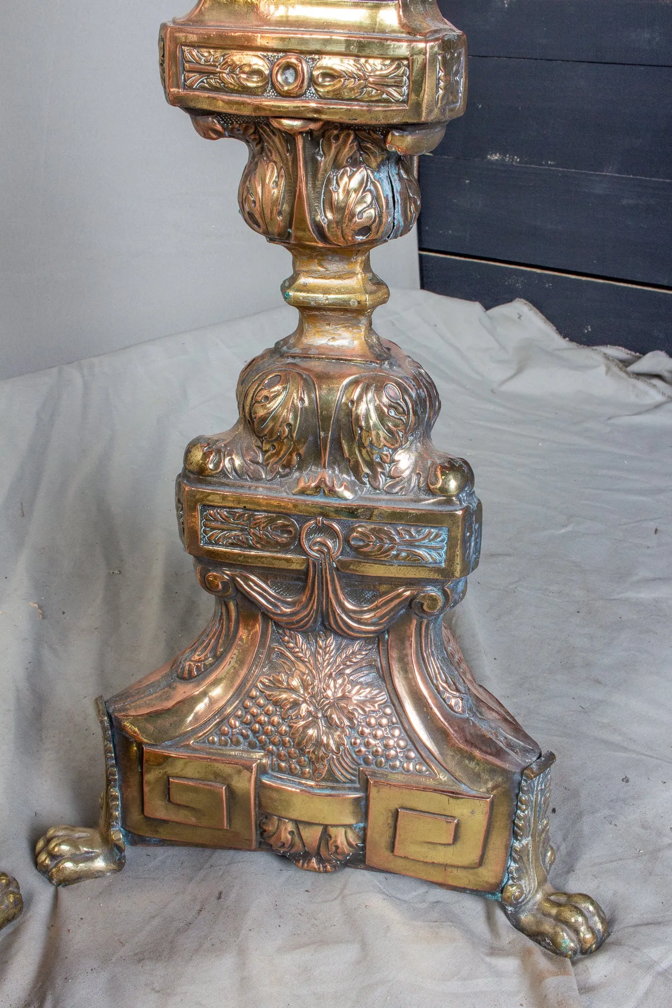 Oversized 19th Century Italian Brass Candlesticks