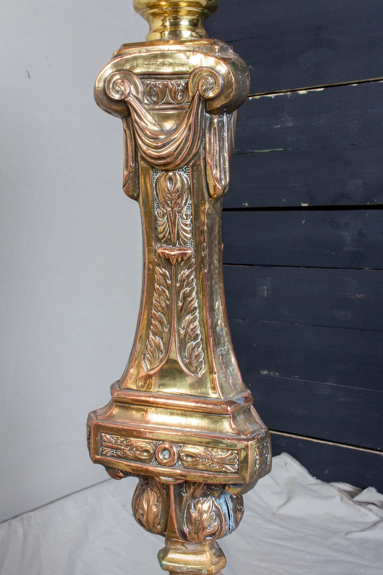 Oversized 19th Century Italian Brass Candlesticks