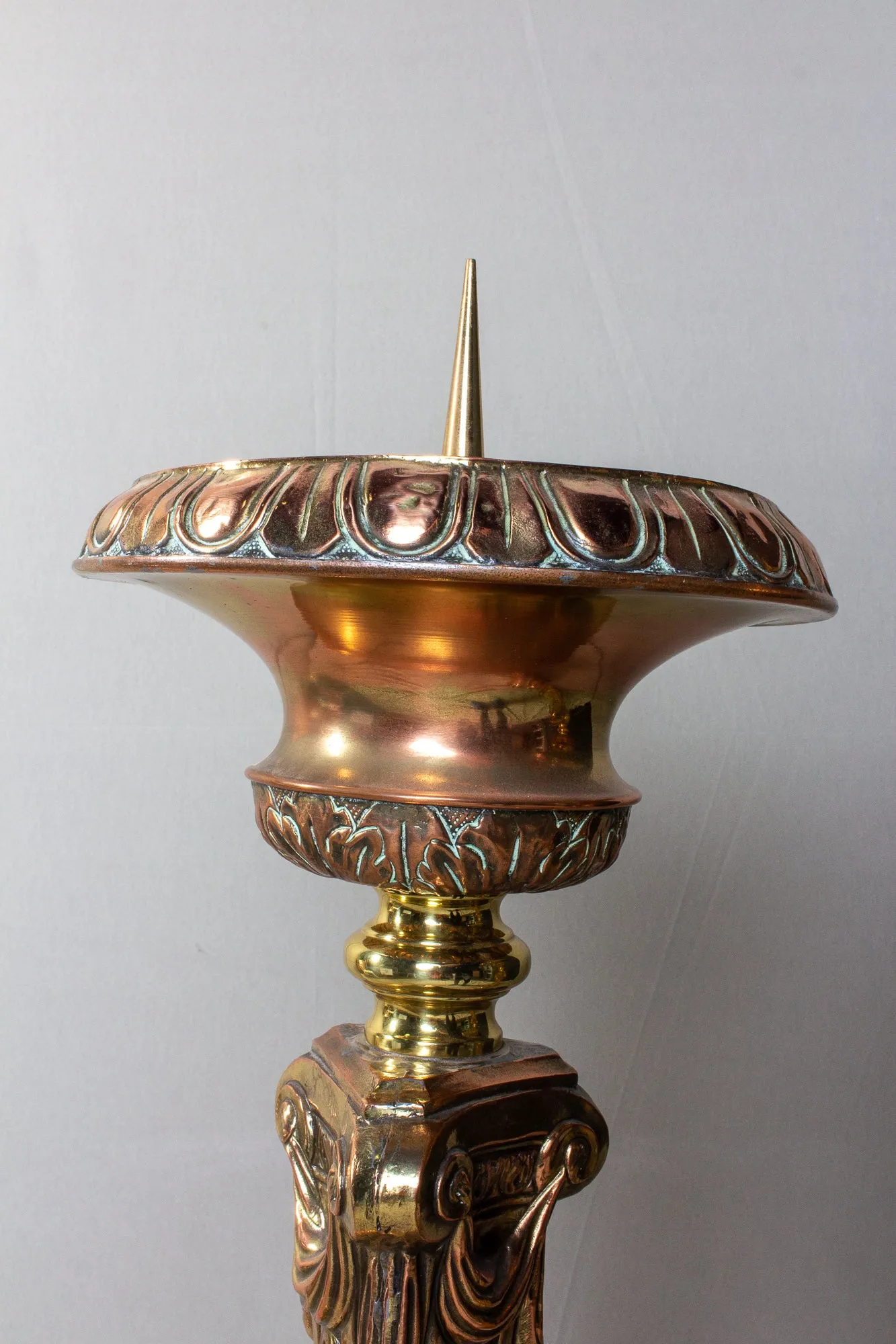 Oversized 19th Century Italian Brass Candlesticks