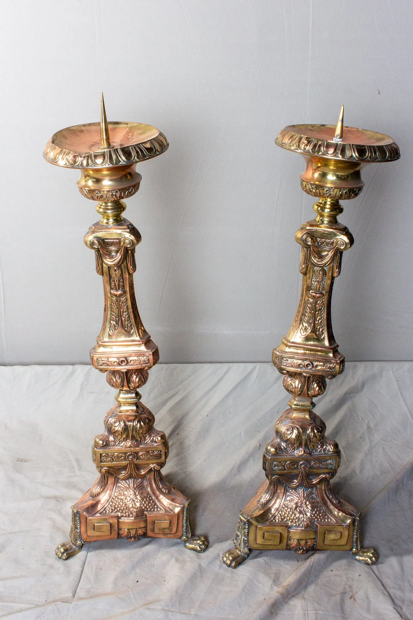 Oversized 19th Century Italian Brass Candlesticks