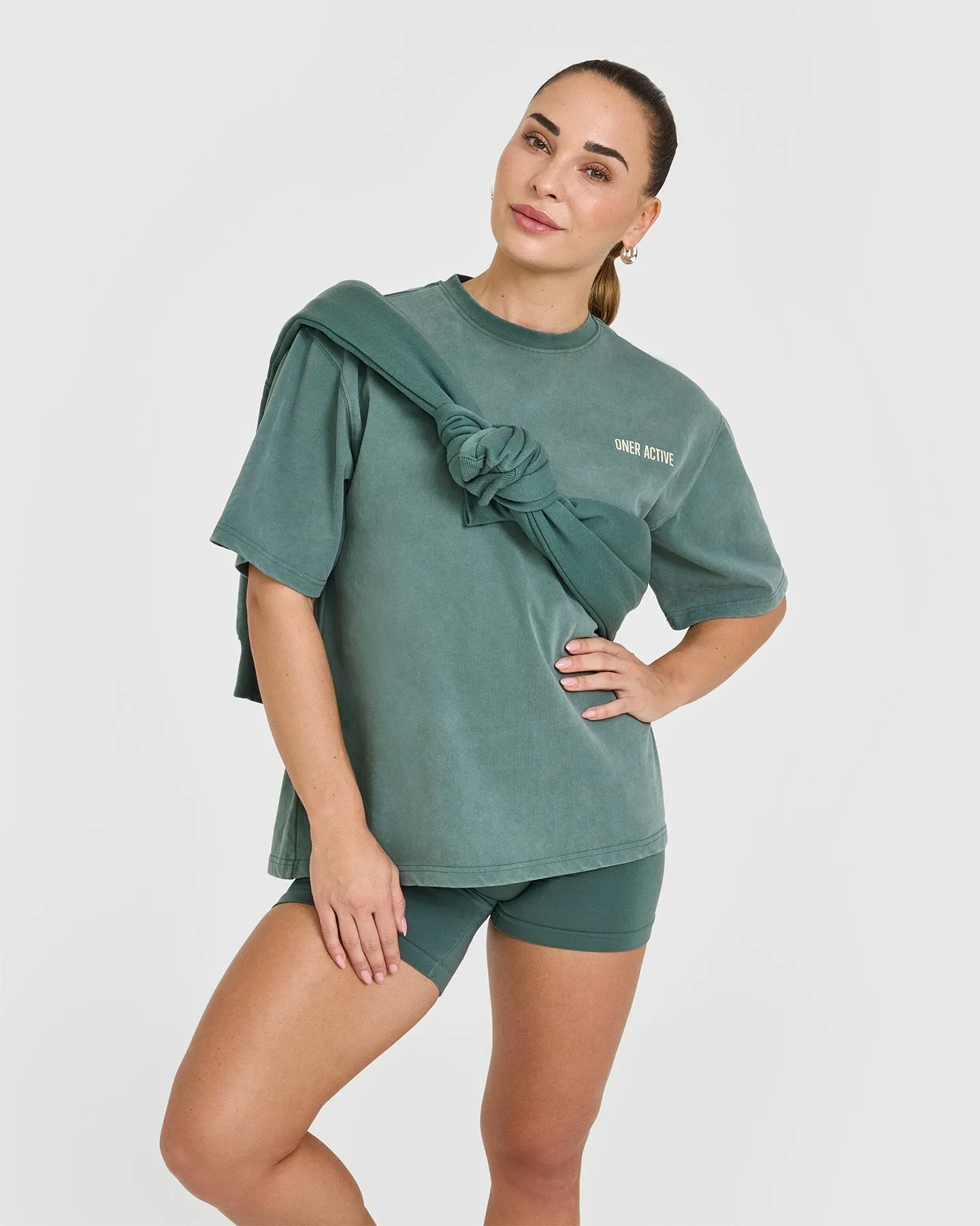 Oversized Graphic Washed T-Shirt | Iced Green