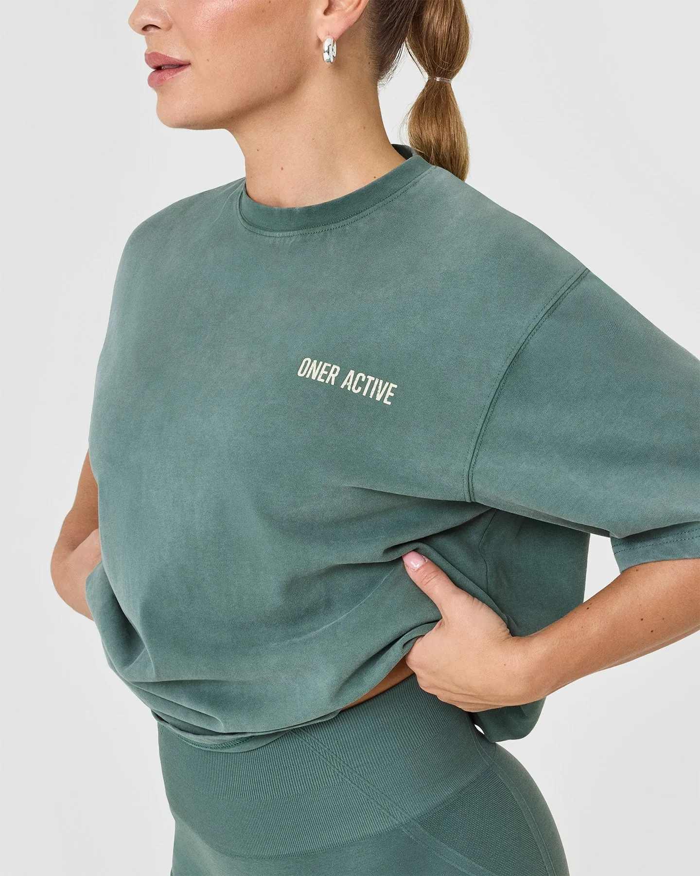 Oversized Graphic Washed T-Shirt | Iced Green