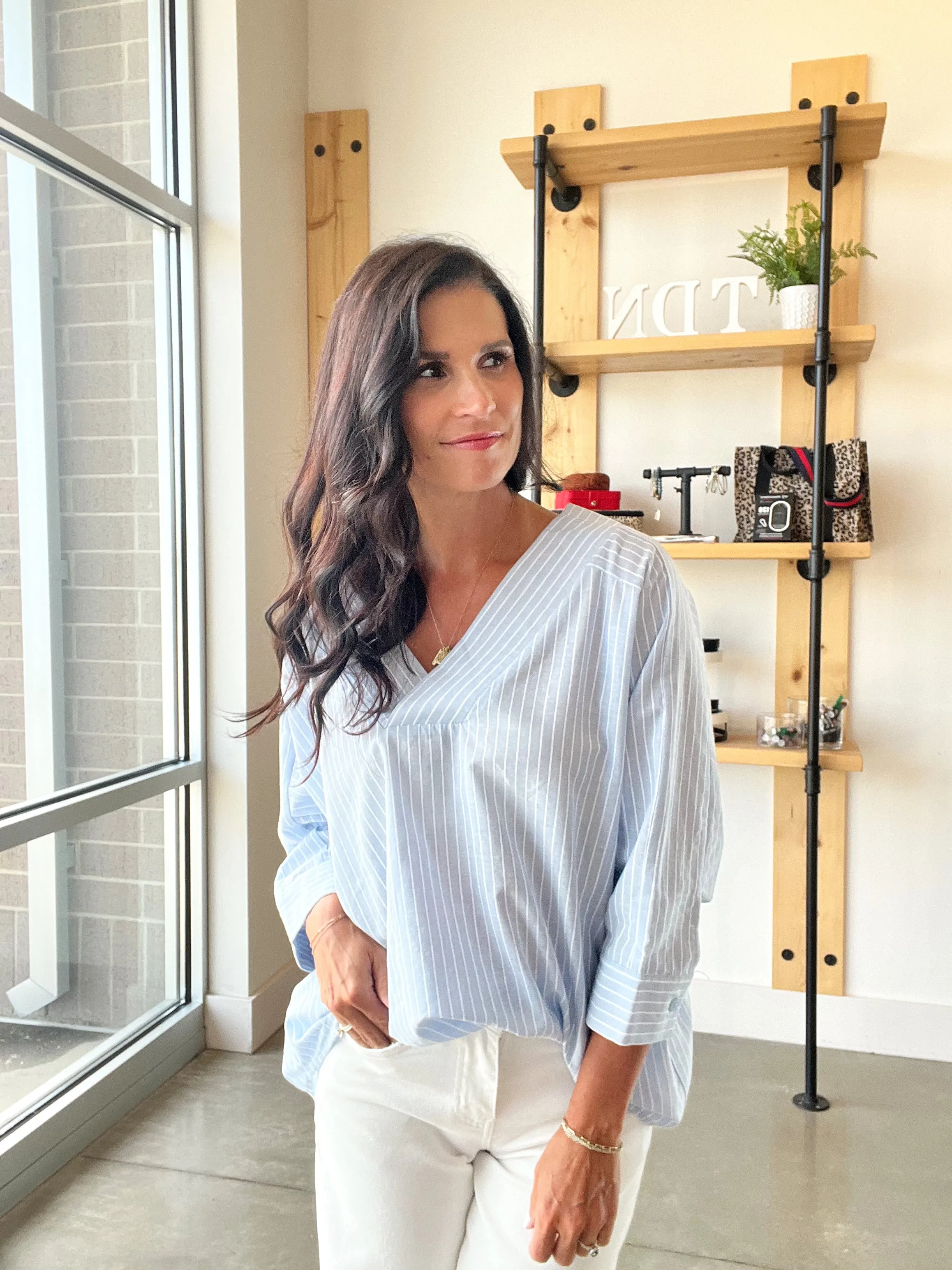 Oversized Pinstripe Blouse