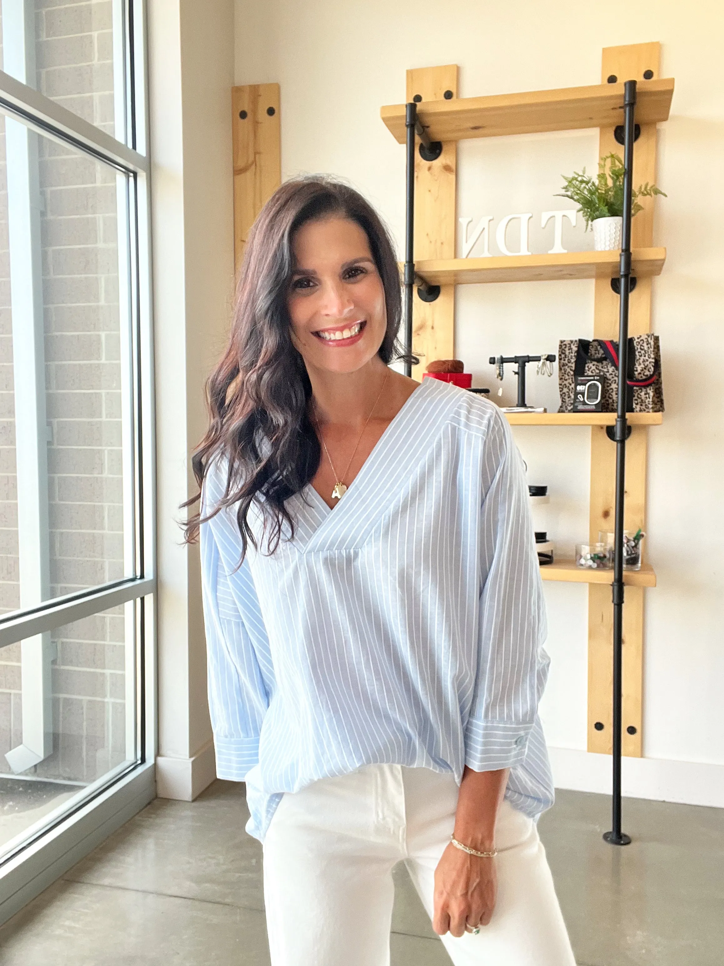 Oversized Pinstripe Blouse