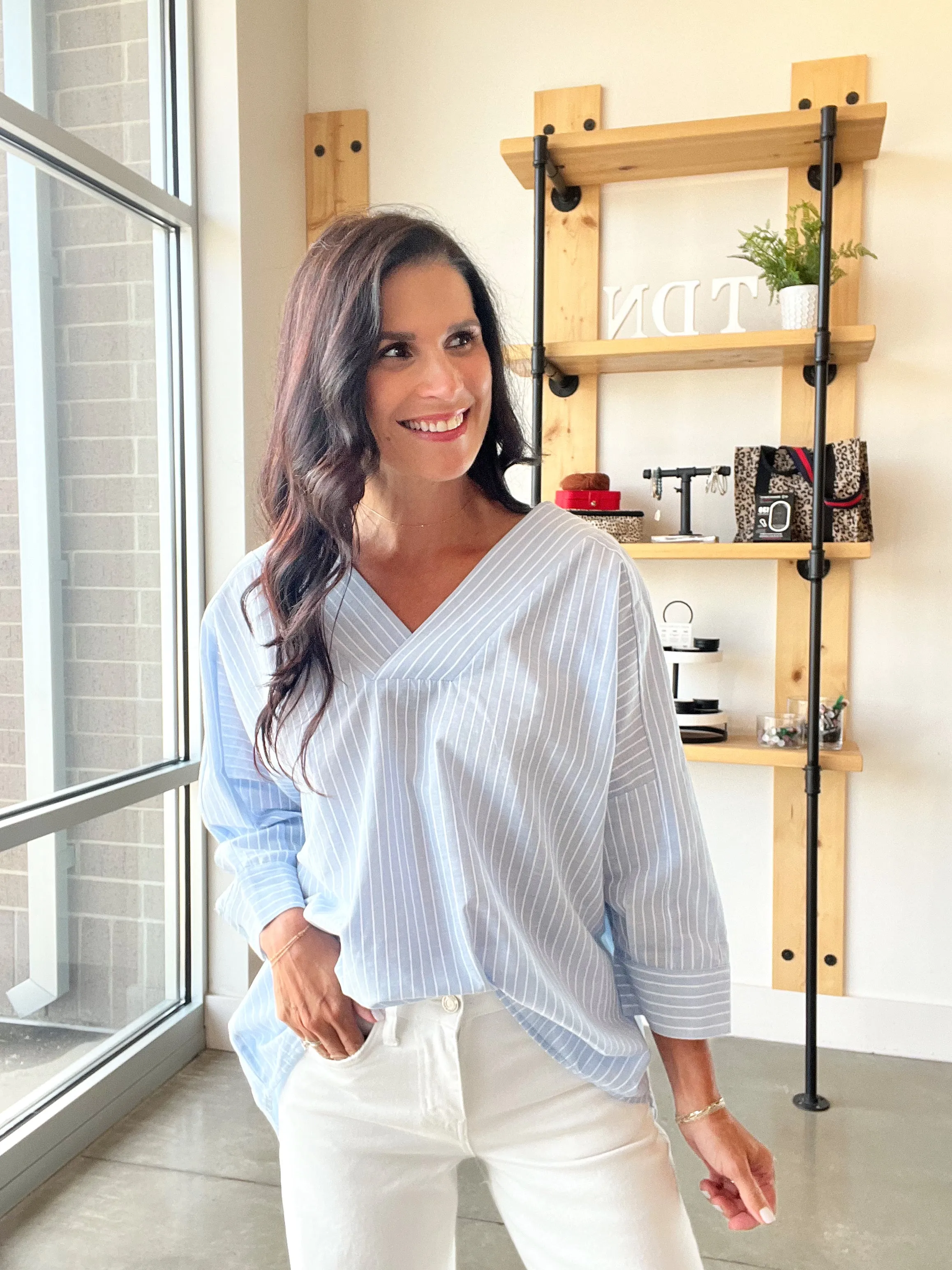 Oversized Pinstripe Blouse