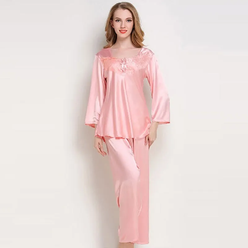 Pajamas Women's Spring And Autumn Suit Ice Silk Two Piece Silk Home Service
