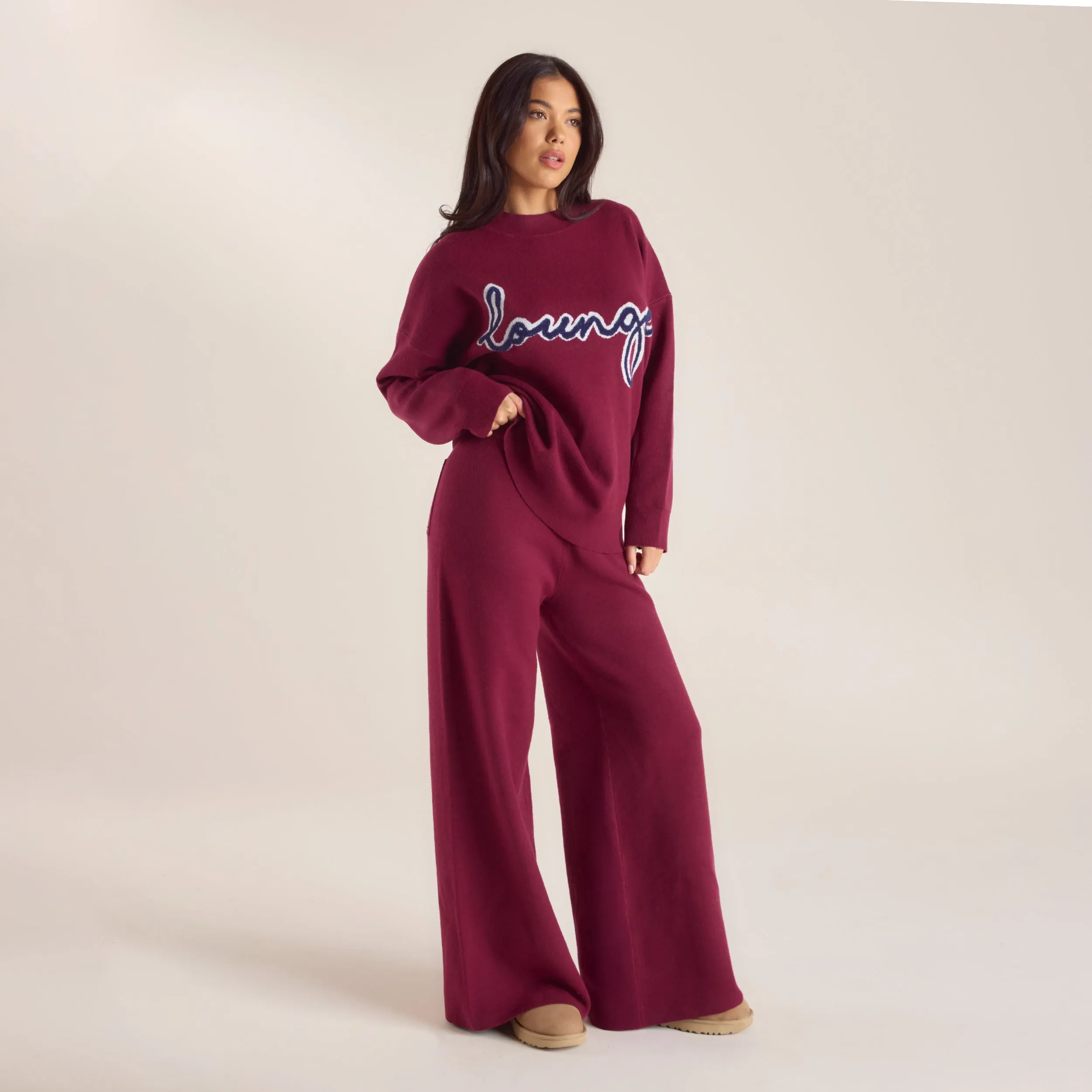 Pantalon en Maille avec Logo - Bordeaux
