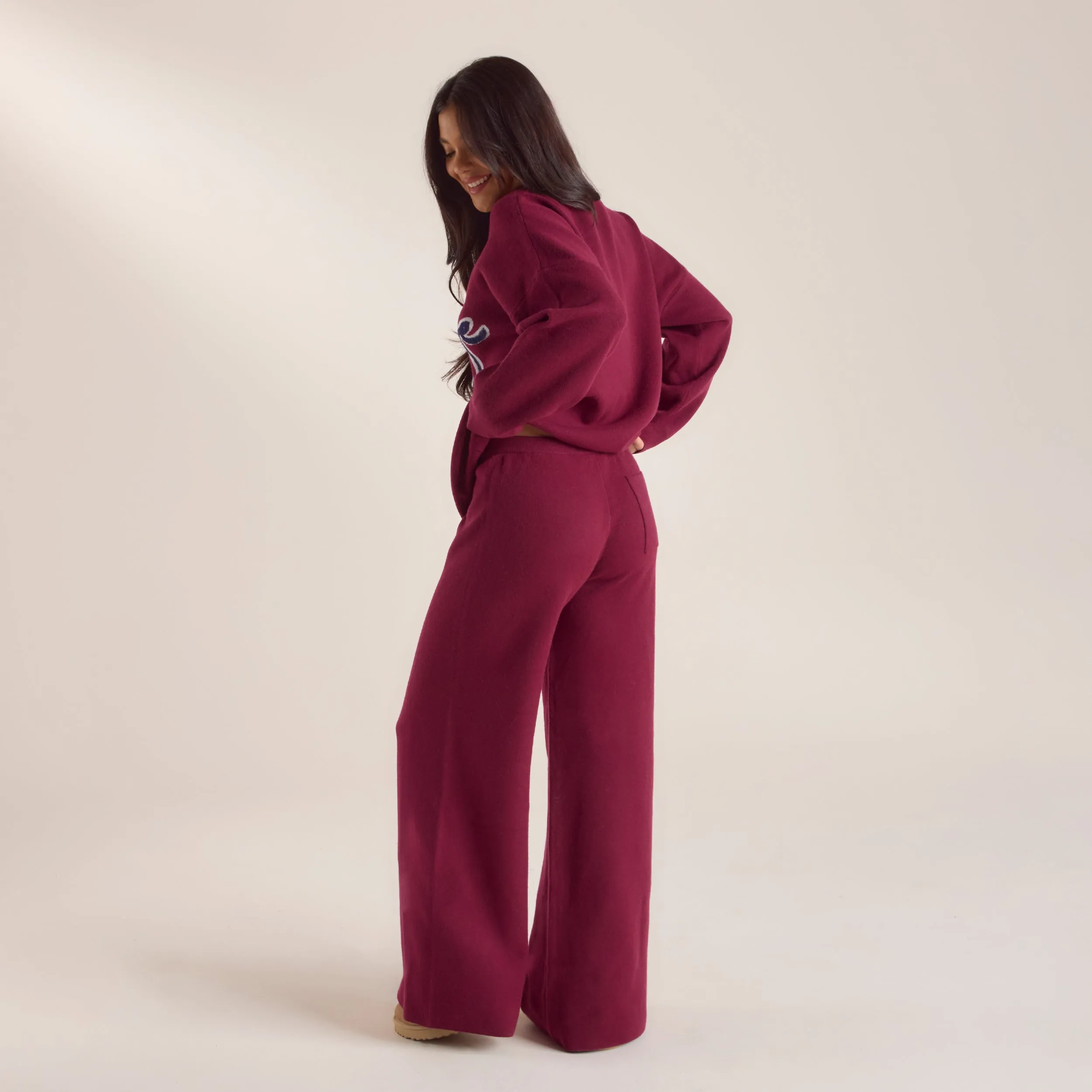 Pantalon en Maille avec Logo - Bordeaux