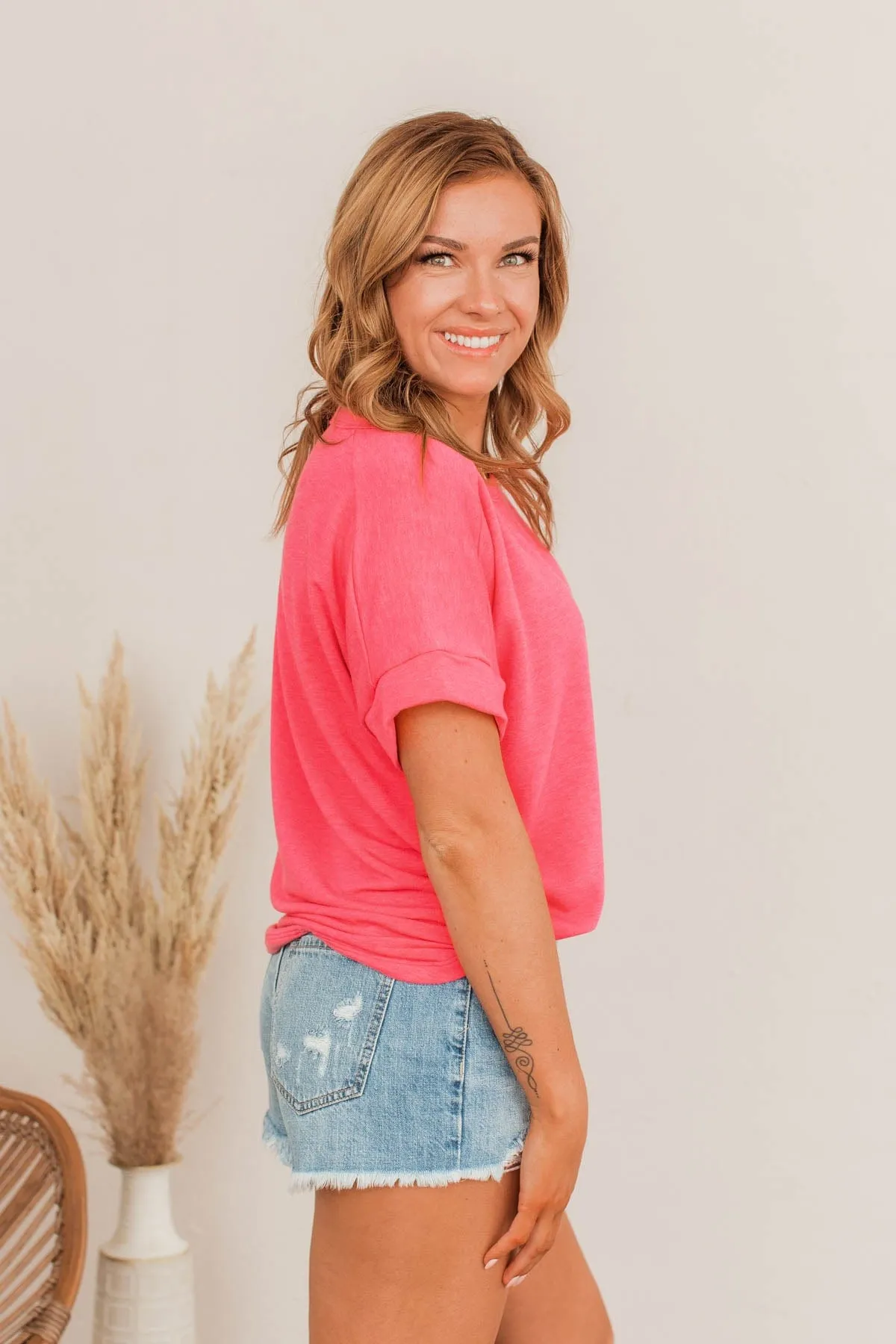Patience Is Key Oversized Top- Bubblegum Pink