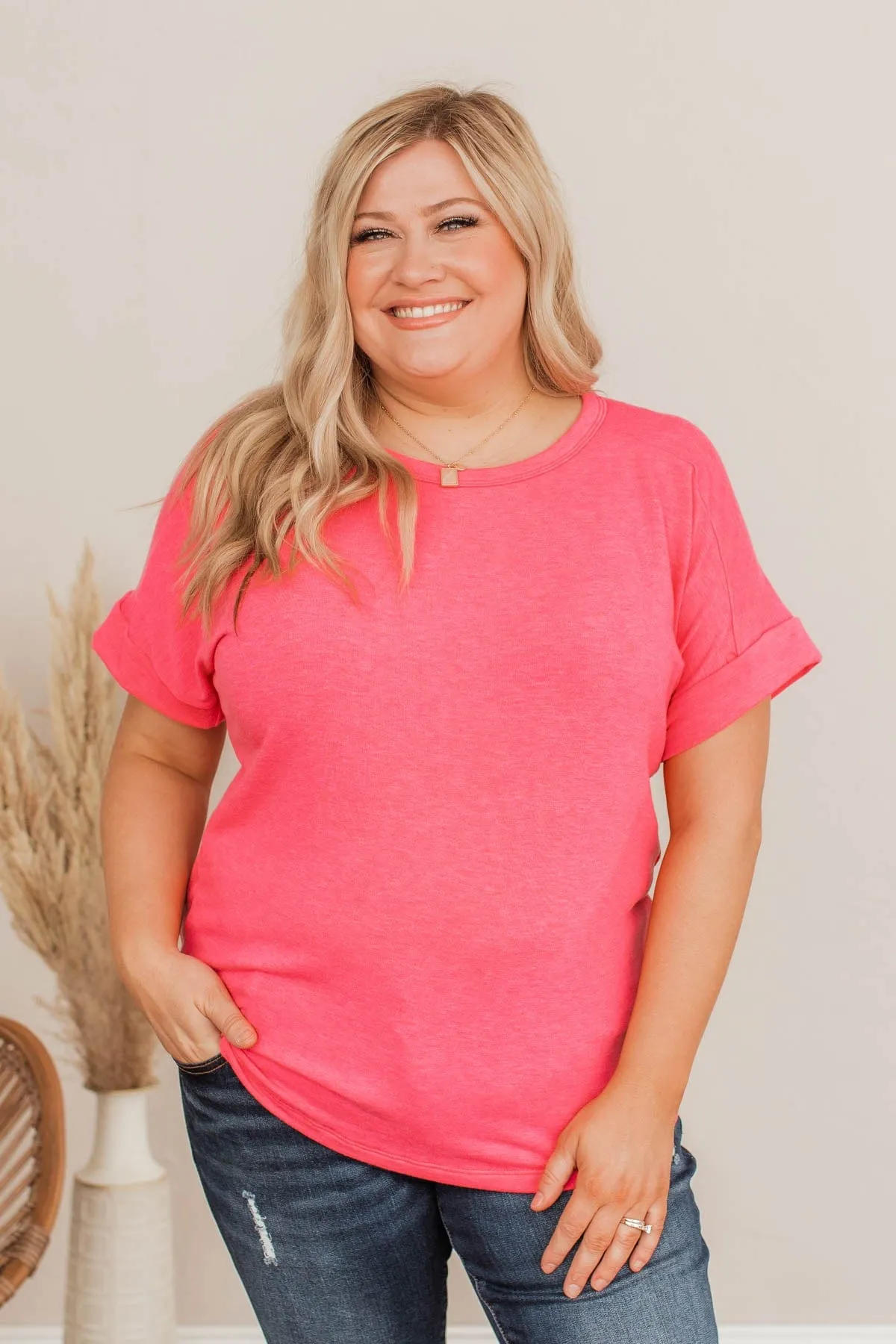 Patience Is Key Oversized Top- Bubblegum Pink
