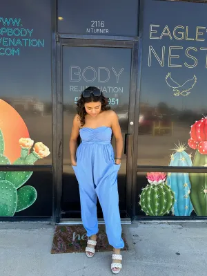 Periwinkle Strapless Jumpsuit