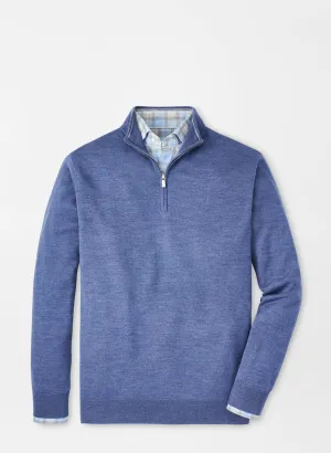 Peter Millar Mens Classic Fit Autumn Crest Quarter-Zip - OCEAN BLUE