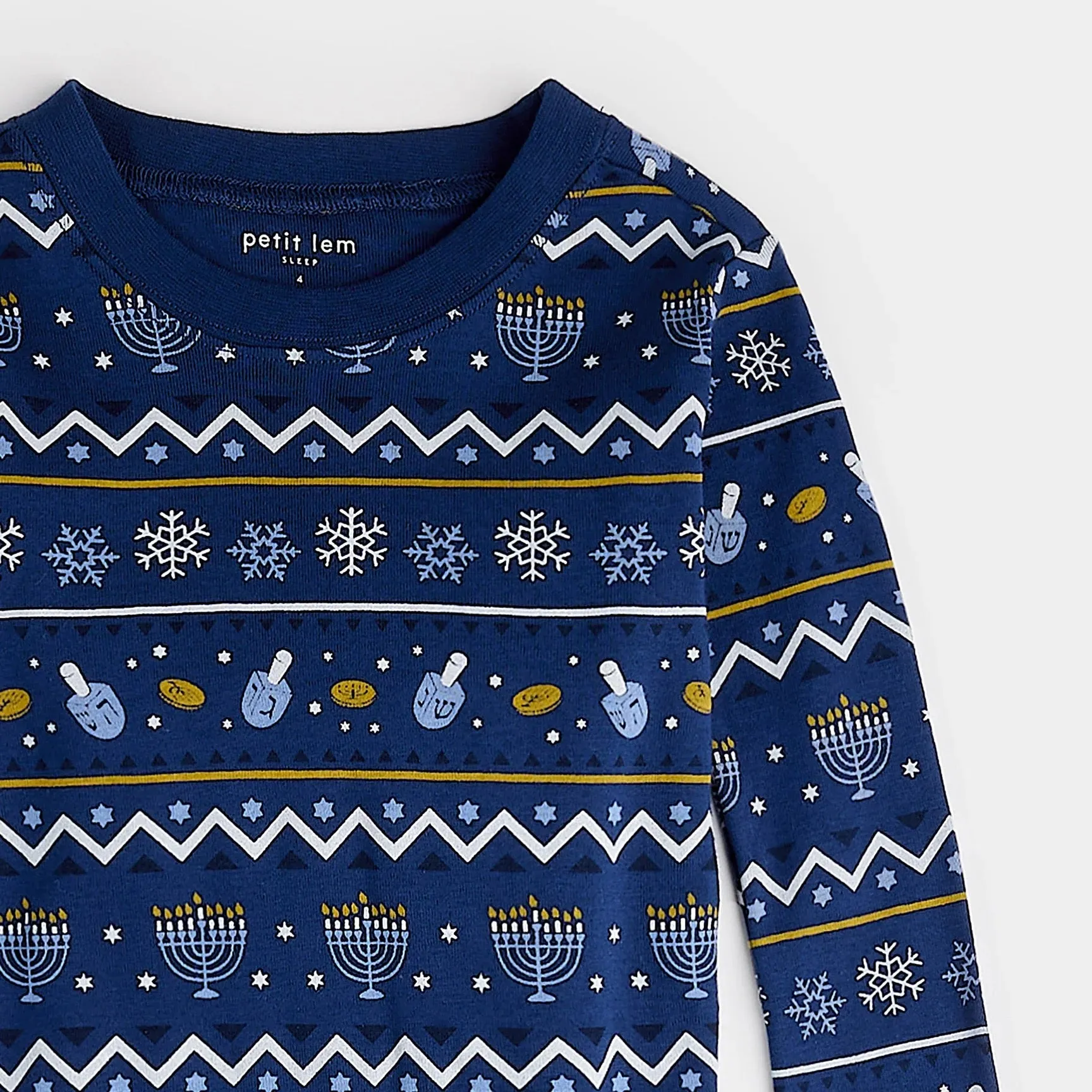Petit Lem Hanukkah Fair Isle Print PJ Set