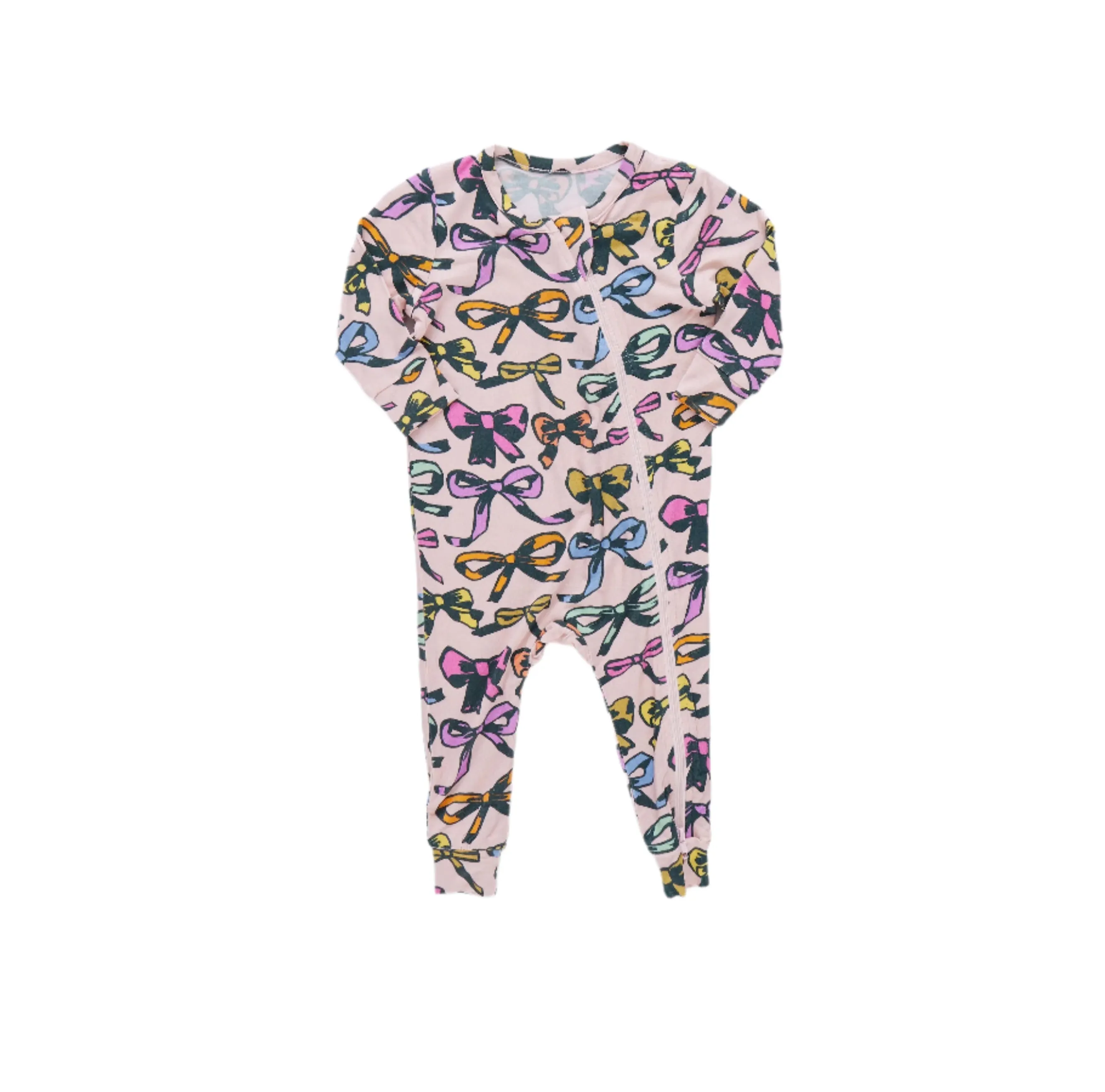 Pink Chicken Baby Bamboo Romper - Multi Bows