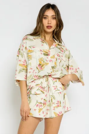 Pink Tropical Oversized Shirt