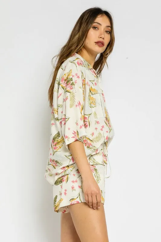 Pink Tropical Oversized Shirt