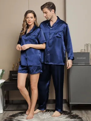 Pure Zijde Klassieke Heren- en Dames Pyjamaset Voor Paar(4Pcs)