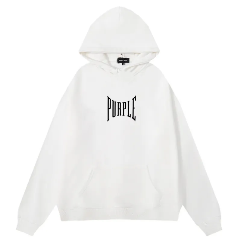 Purple Brand Logo Pattern Printed Hoodie