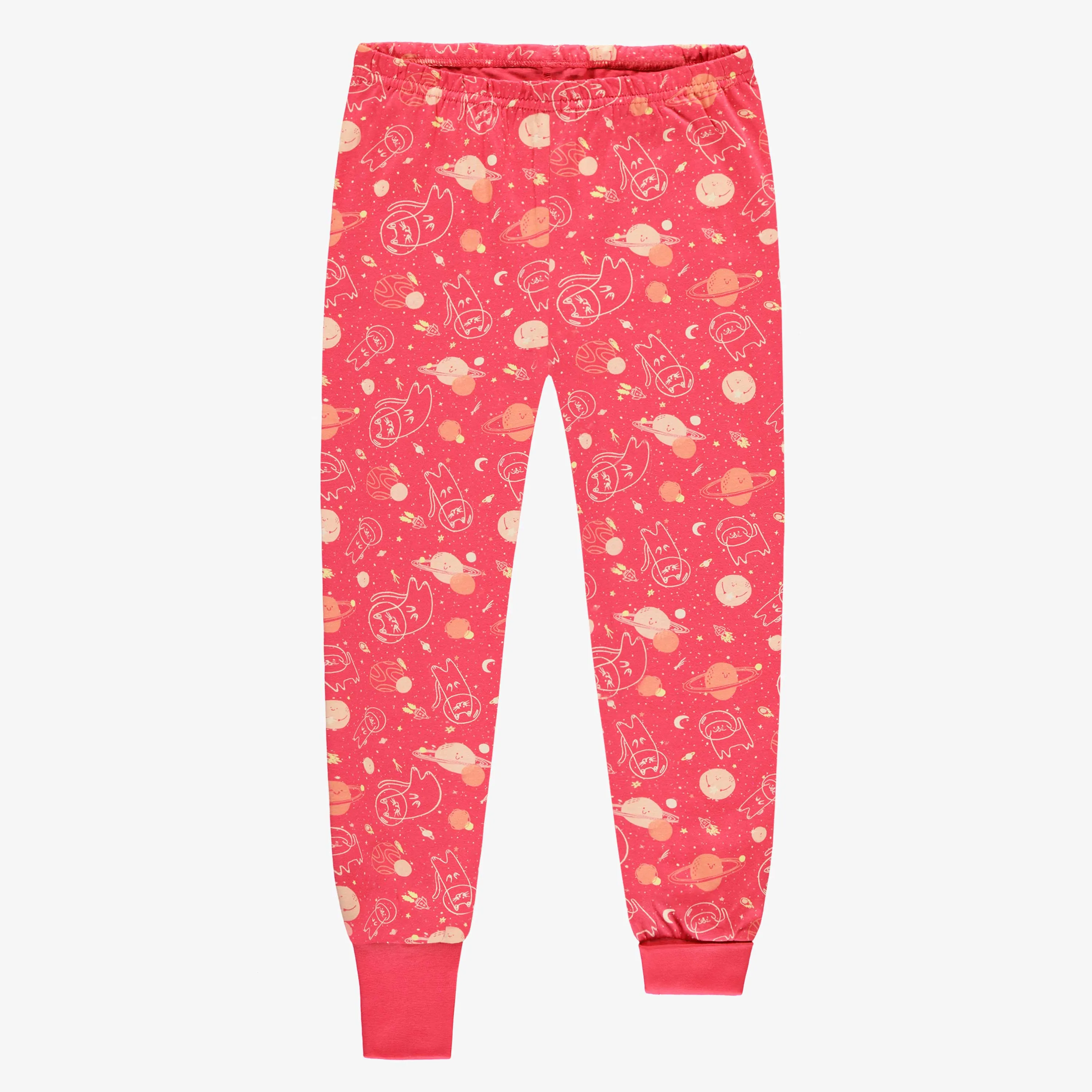 Pyjama deux pièces rose à motifs, enfant || Two piece pink pajamas with all over print, child