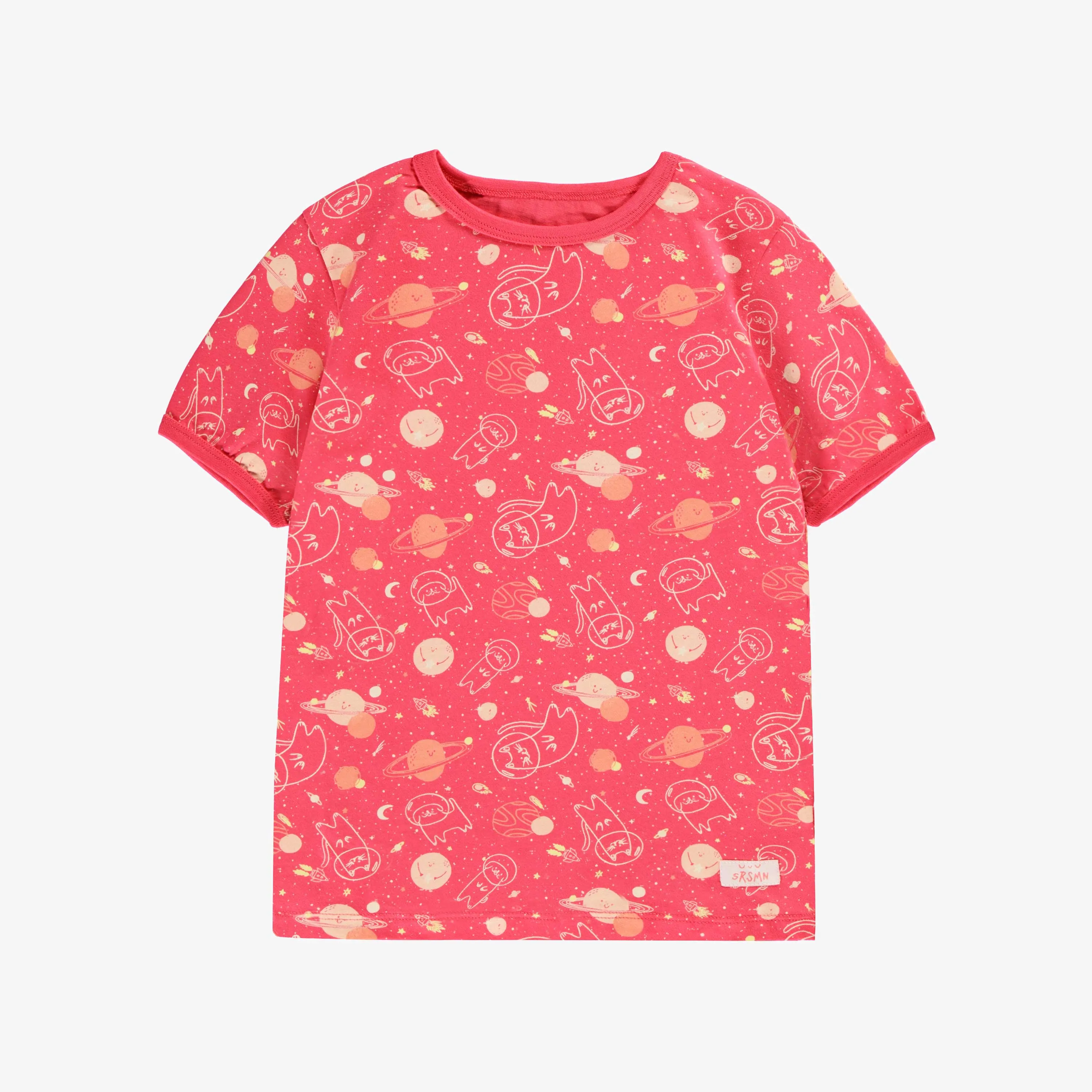 Pyjama deux pièces rose à motifs, enfant || Two piece pink pajamas with all over print, child