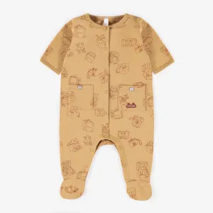 Pyjama jaune à manches courtes en coton biologique extensible, naissance || Yellow short-sleeved pyjamas in stretch organic cotton, newborn