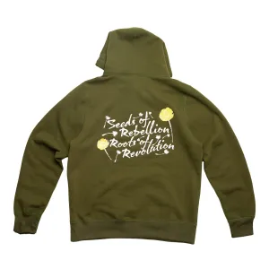 Raised By Wolves Men Seeds of Rebellion Snap Hoodie Olive