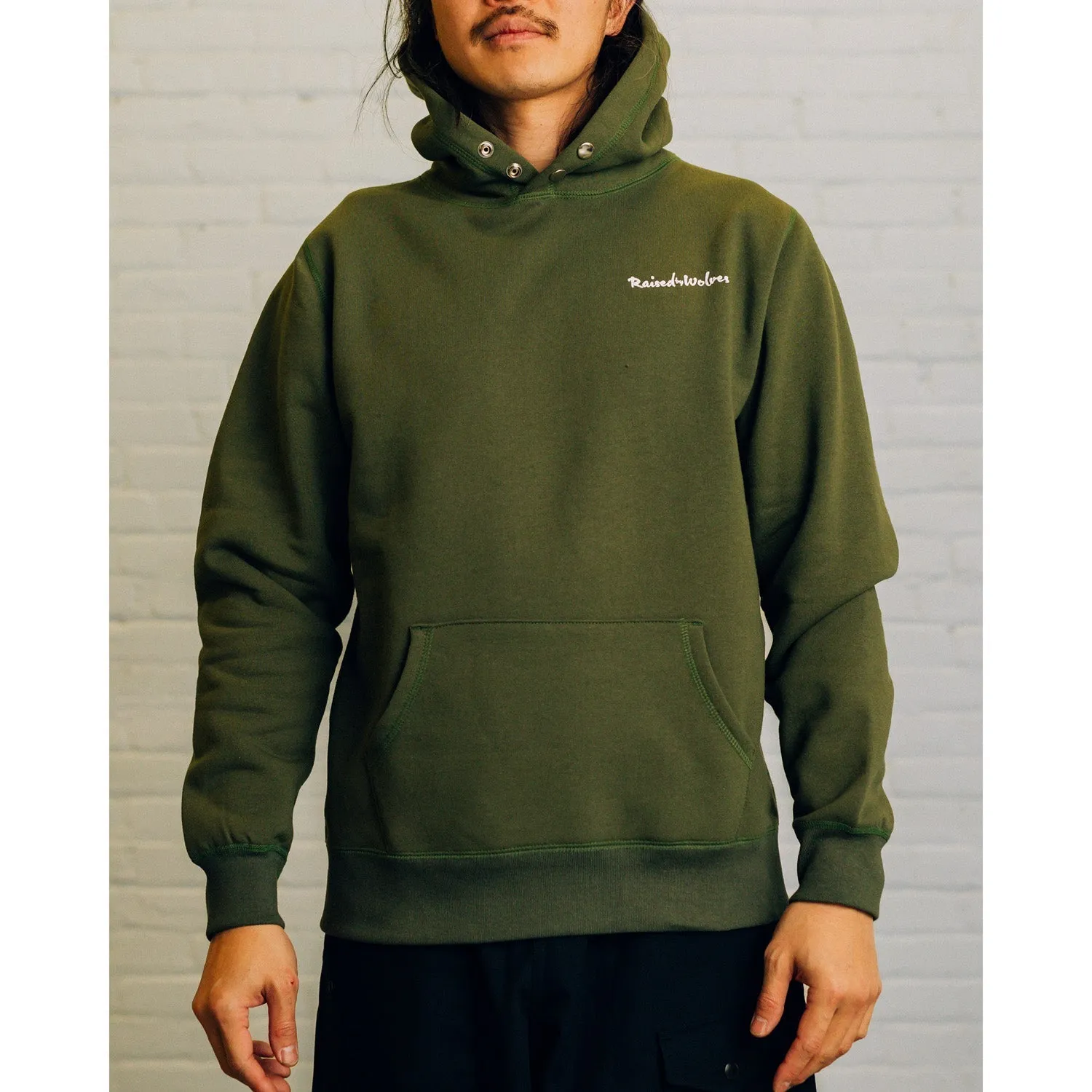 Raised By Wolves Men Seeds of Rebellion Snap Hoodie Olive