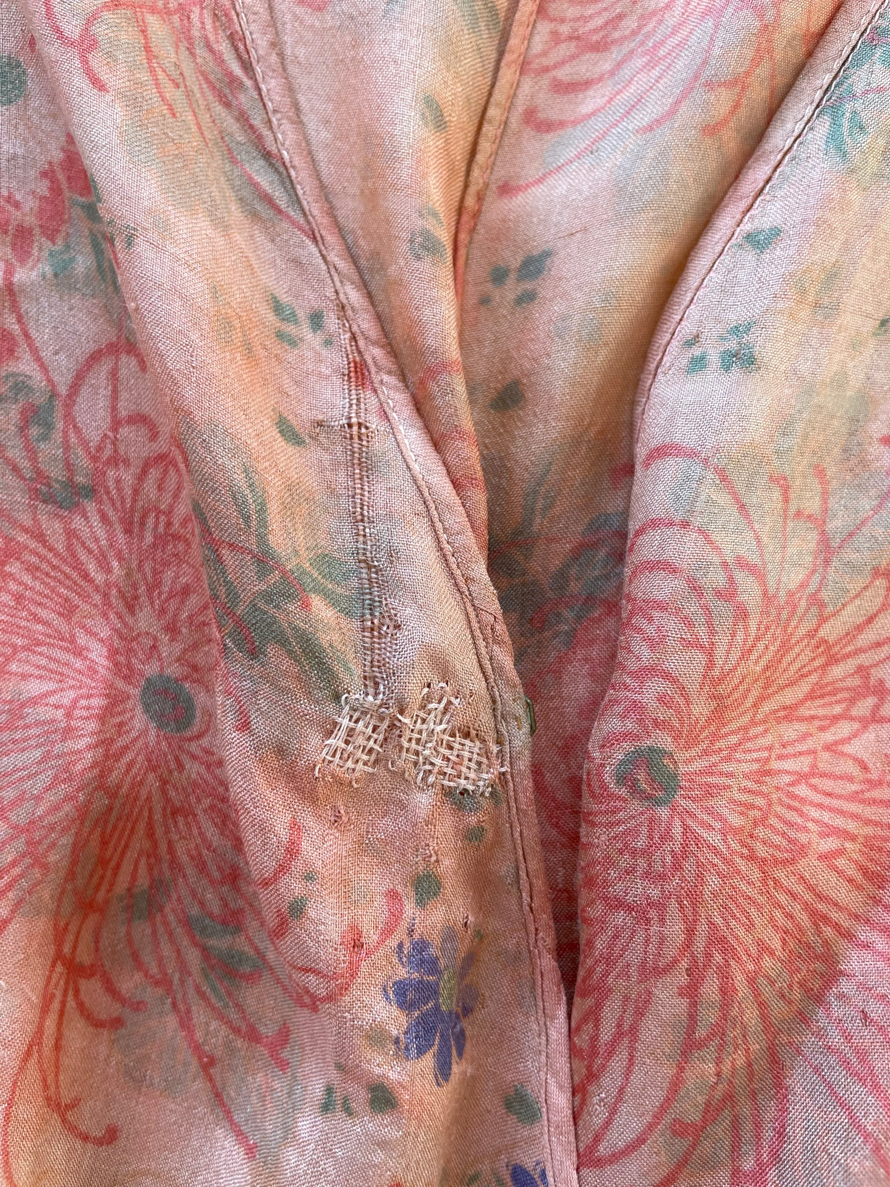 Rare 1920s Faded Pink Pongee Silk Beach Pajamas