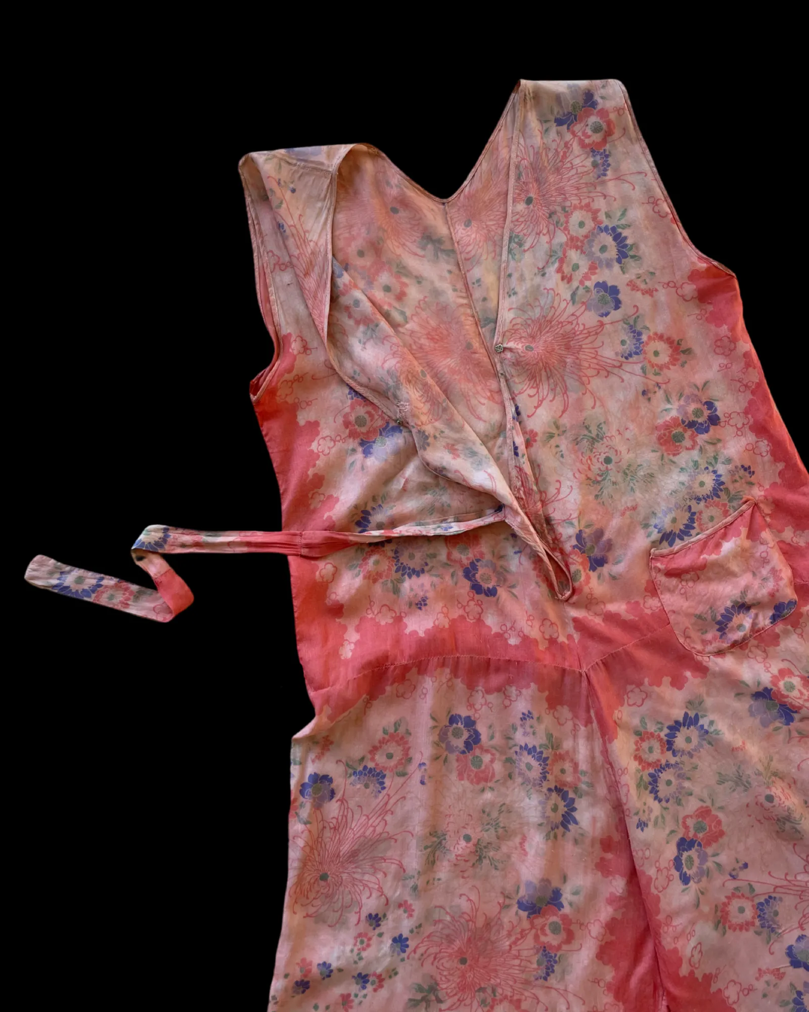 Rare 1920s Faded Pink Pongee Silk Beach Pajamas
