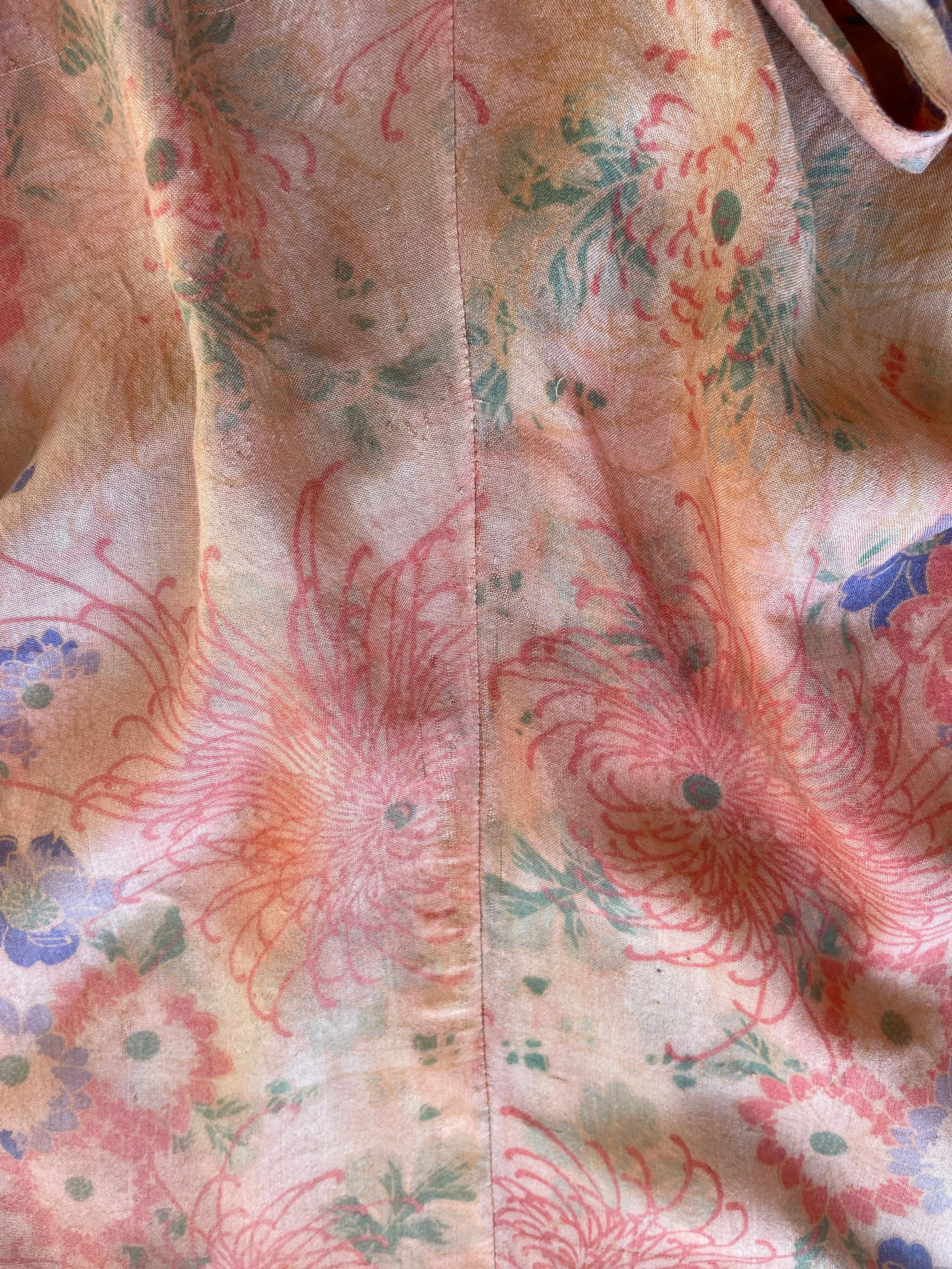 Rare 1920s Faded Pink Pongee Silk Beach Pajamas