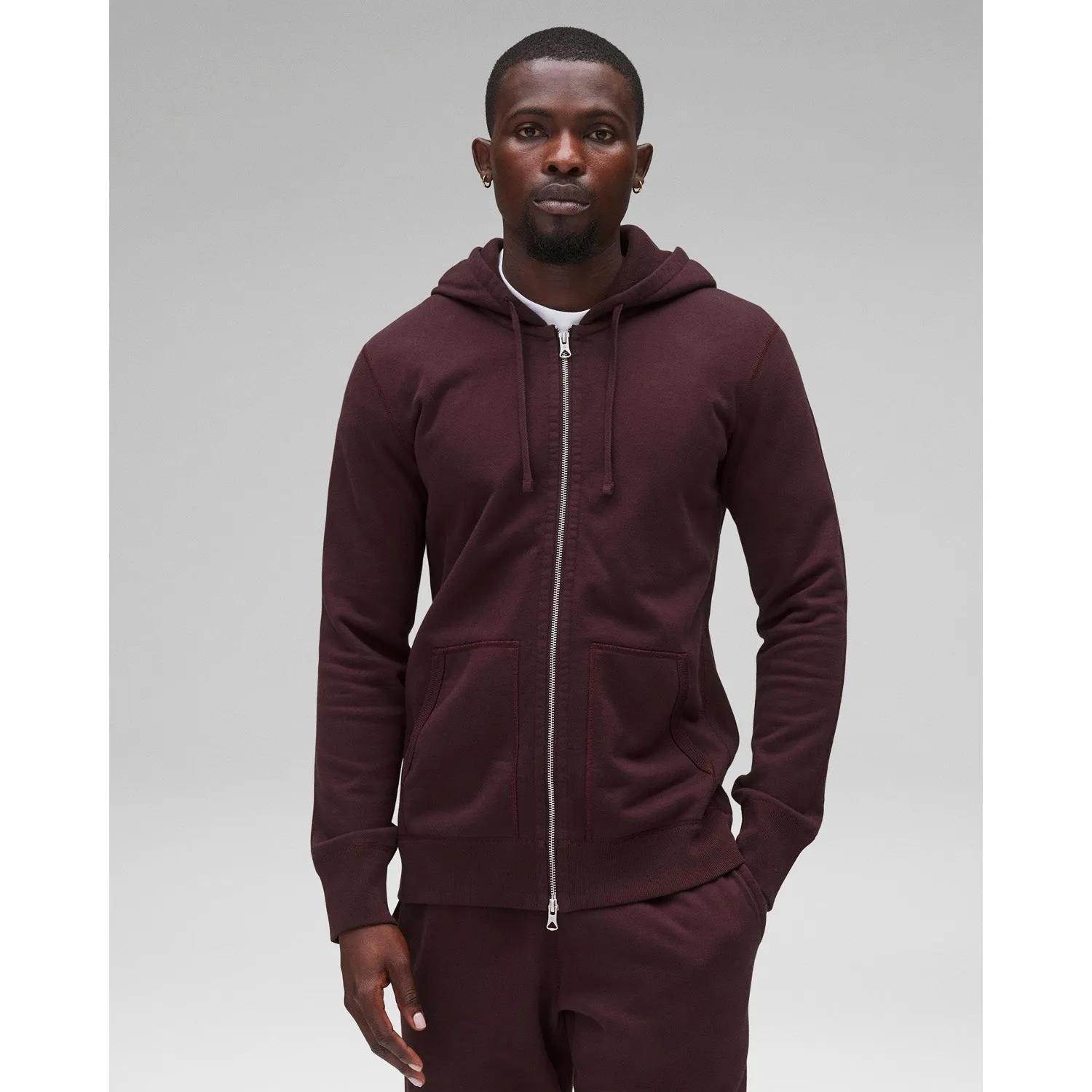 Reigning Champ Men's Knit Midweight Terry Slim Zip Hoodie Ox Blood RC-3990-OXB
