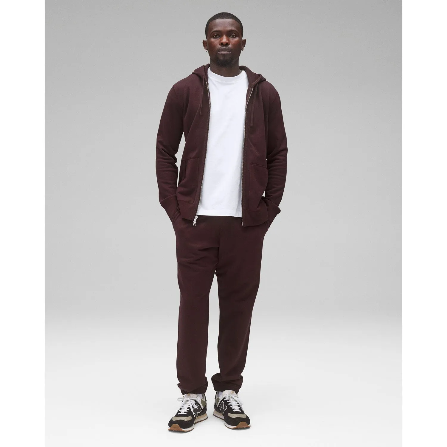 Reigning Champ Men's Knit Midweight Terry Slim Zip Hoodie Ox Blood RC-3990-OXB