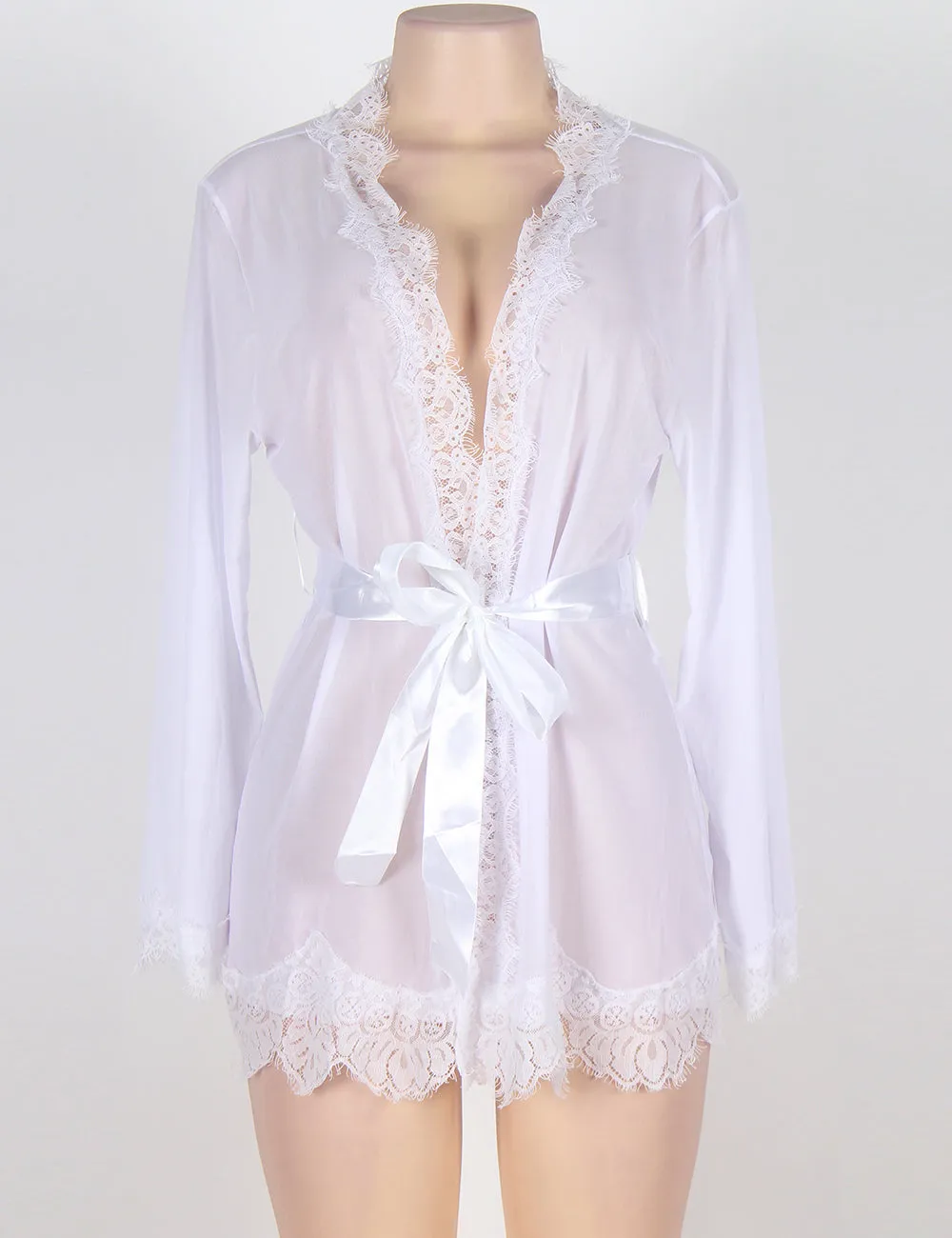 Robe Lace Trim With Thong With Farawlaya