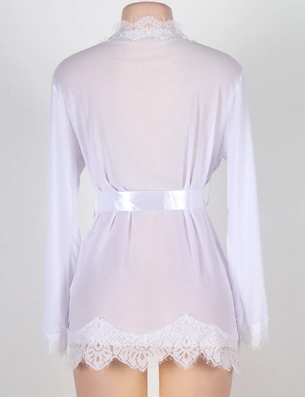 Robe Lace Trim With Thong With Farawlaya