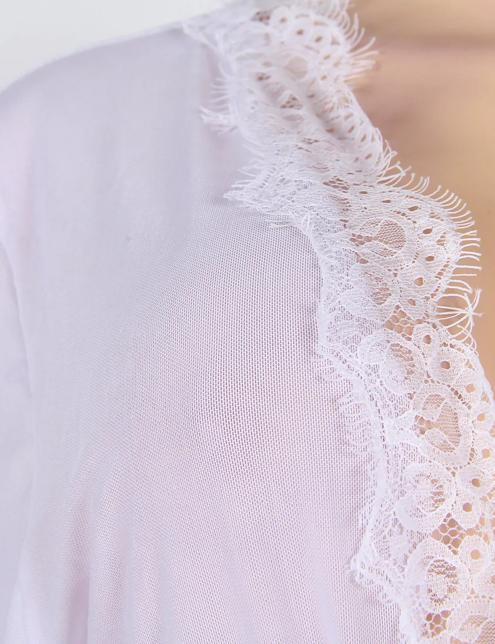 Robe Lace Trim With Thong With Farawlaya