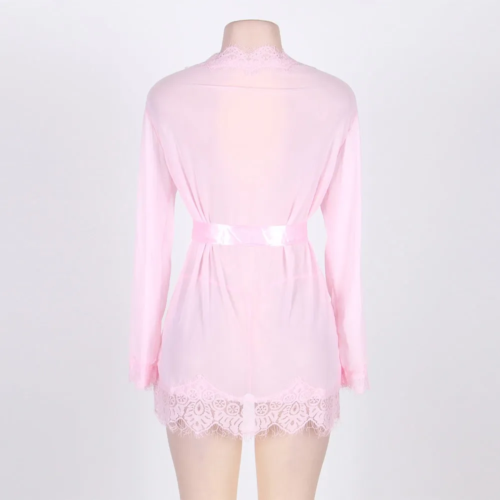 Robe Lace Trim With Thong With Farawlaya